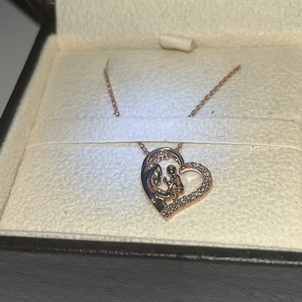 Angara Jewelers 14k rose gold With diamond mother and baby necklace